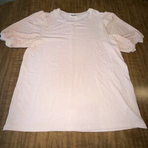 Haptics Short Sleeve Top Pullover Women's 1x‎ Peach
